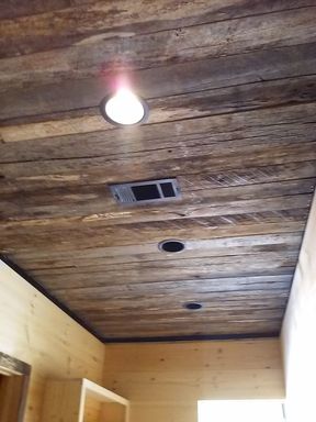 Mixed hardwood accent ceiling